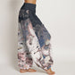 Pure Cotton Fox Cherry Blossoms Women's Elastic Waist Harem Pants