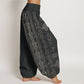 Pure Cotton Lotus Flowers Double Dorje Vajra Namaste Om Design Women's Elastic Waist Harem Pants