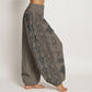 Pure Cotton Lotus Flowers Double Dorje Vajra Namaste Om Design Women's Elastic Waist Harem Pants