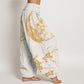 Pure Cotton Golden Plum Blossom Full Moon Pattern Women's Elastic Waist Harem Pants