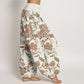 Pure Cotton Sunflower Pattern Women's Elastic Waist Harem Pants