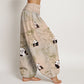 Pure Cotton Panda Bamboo Pattern Women's Elastic Waist Harem Pants