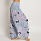 Pure Cotton Panda Bamboo Pattern Women's Elastic Waist Harem Pants