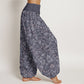 Pure Cotton Casual Flower Vine Leaves Pattern Women's Elastic Waist Harem Pants
