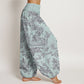 Pure Cotton Birds Trees Branches Pattern Women's Elastic Waist Harem Pants