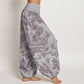 Pure Cotton Birds Trees Branches Pattern Women's Elastic Waist Harem Pants