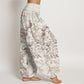 Pure Cotton Birds Branches Flowers Pattern Women's Elastic Waist Harem Pants