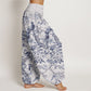 Pure Cotton Birds Branches Flowers Pattern Women's Elastic Waist Harem Pants