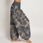 Pure Cotton Casual Peony Flowers Leaves Women's Elastic Waist Harem Pants