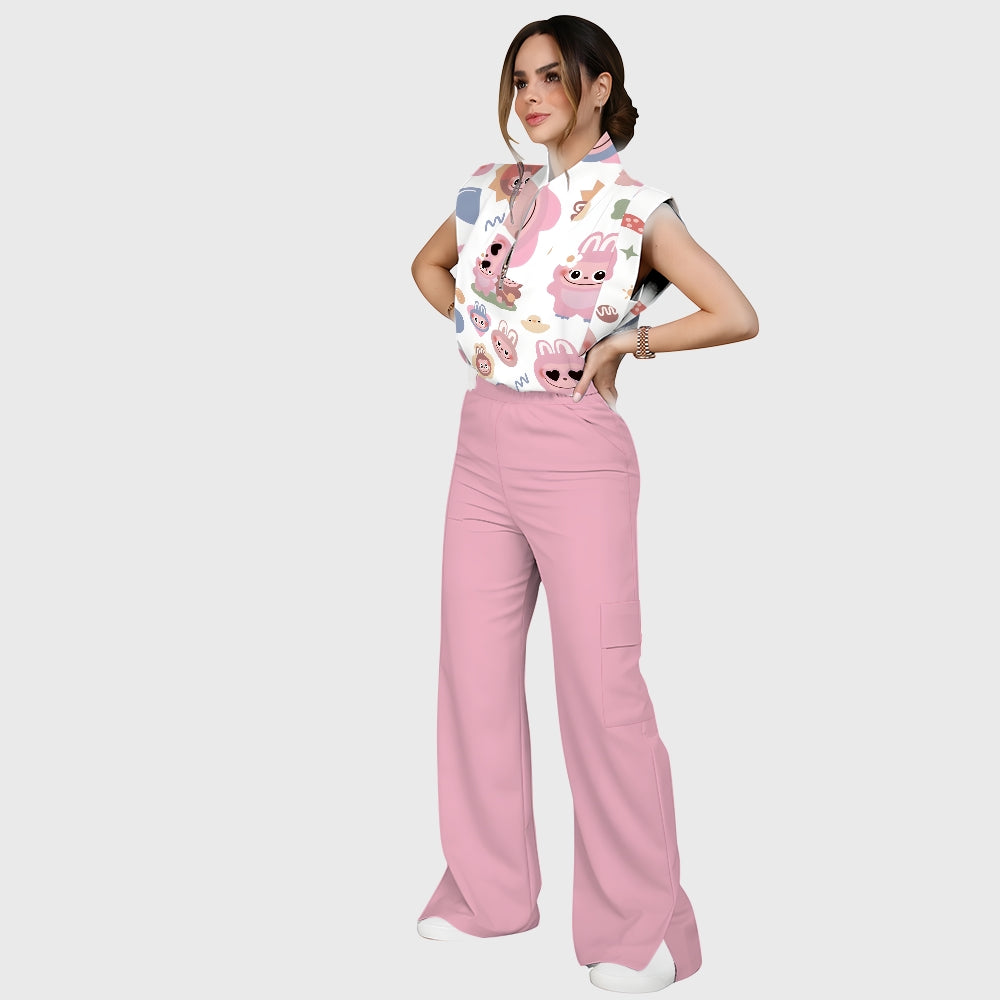 Women's LABUBU Printed Scrub Set SN02