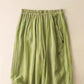 Retro Casual Embroidery Design Drawstring Cotton Linen Women's Wide Leg Pants With Pockets