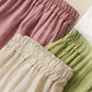 Retro Casual Embroidery Design Drawstring Cotton Linen Women's Wide Leg Pants With Pockets