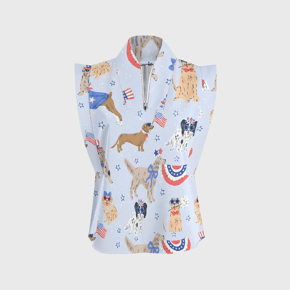 Women's July 4th Dog Printed Scrub Set SA02