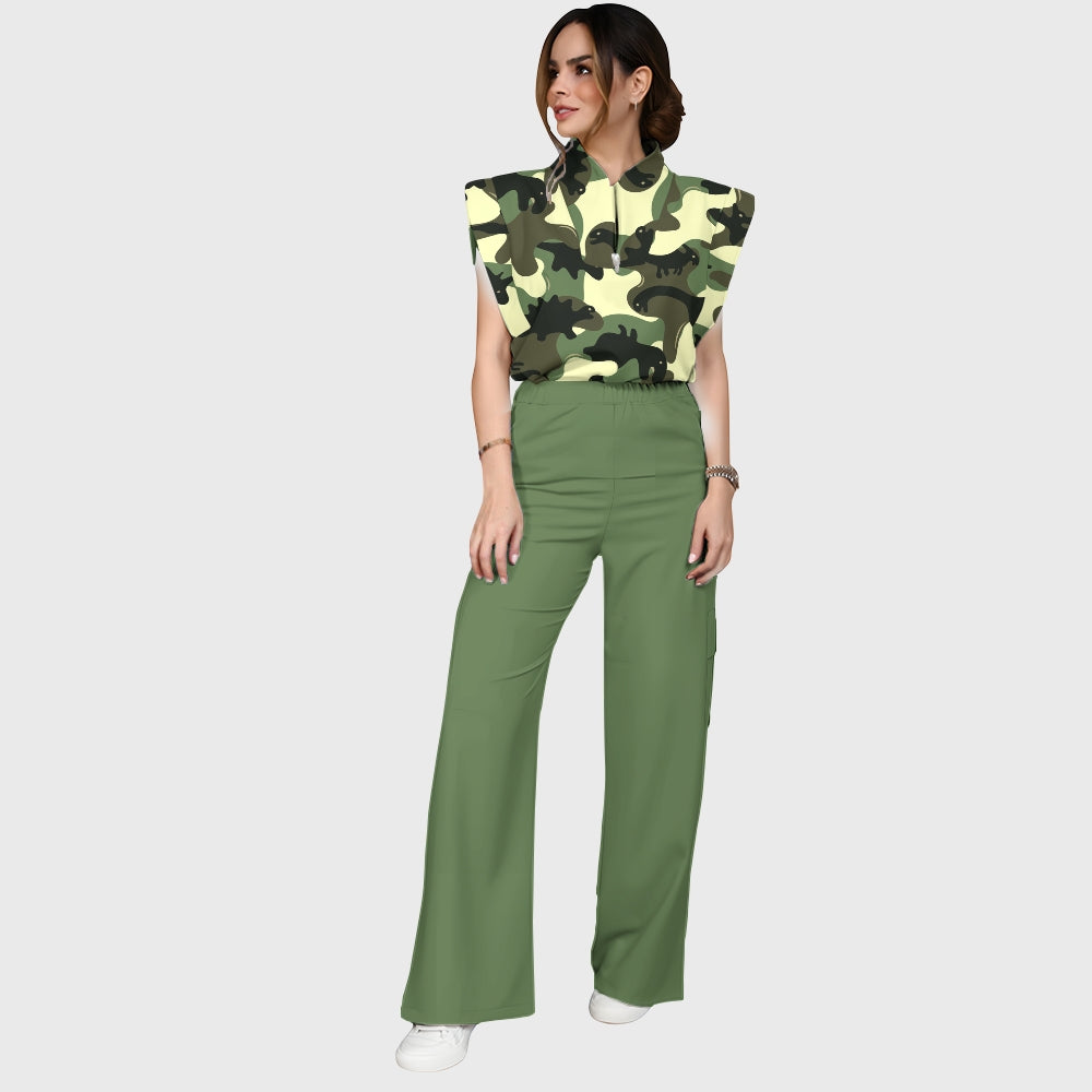 Women's Camouflage Dinosaur Printed Scrub Set ST862
