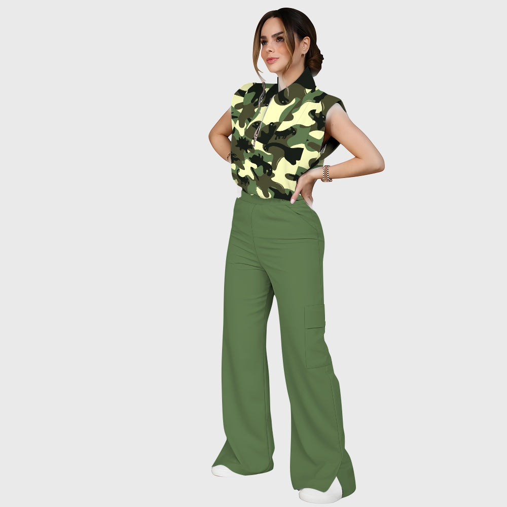 Women's Camouflage Dinosaur Printed Scrub Set ST862