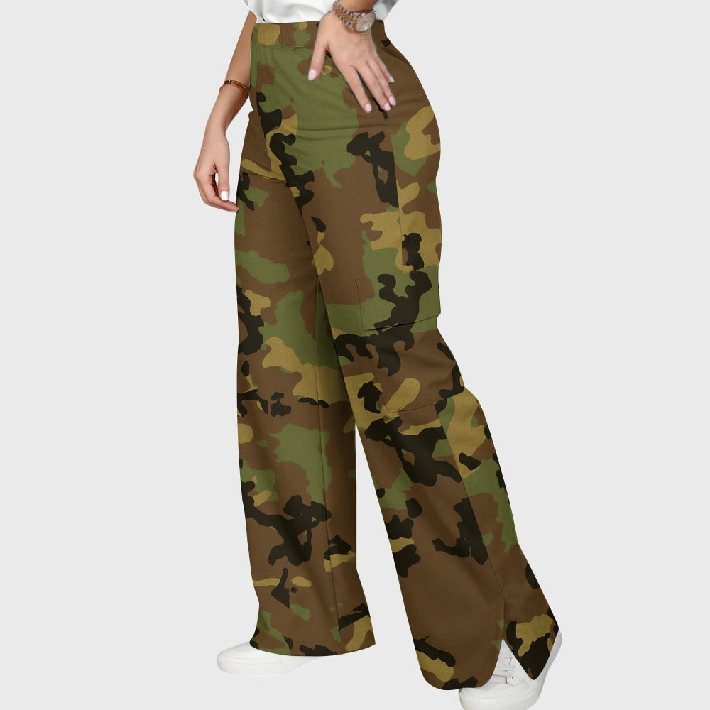 Women's Vintage Rose Camouflage Printed Scrub Set ST865