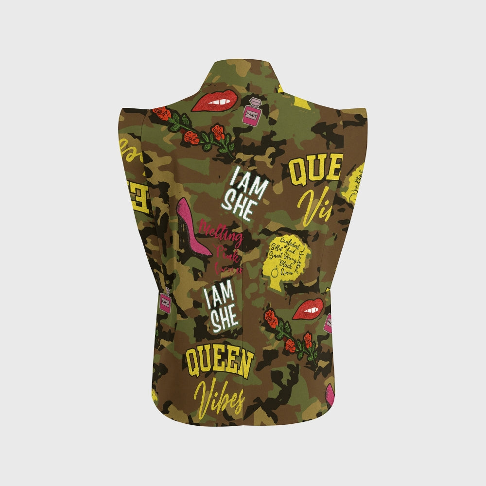 Women's Vintage Rose Camouflage Printed Scrub Set ST865