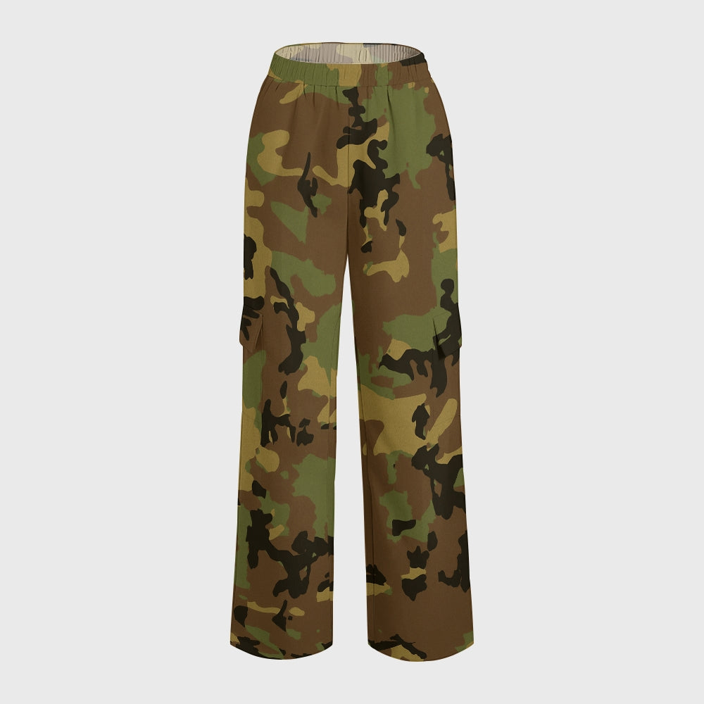 Women's Vintage Rose Camouflage Printed Scrub Set ST865