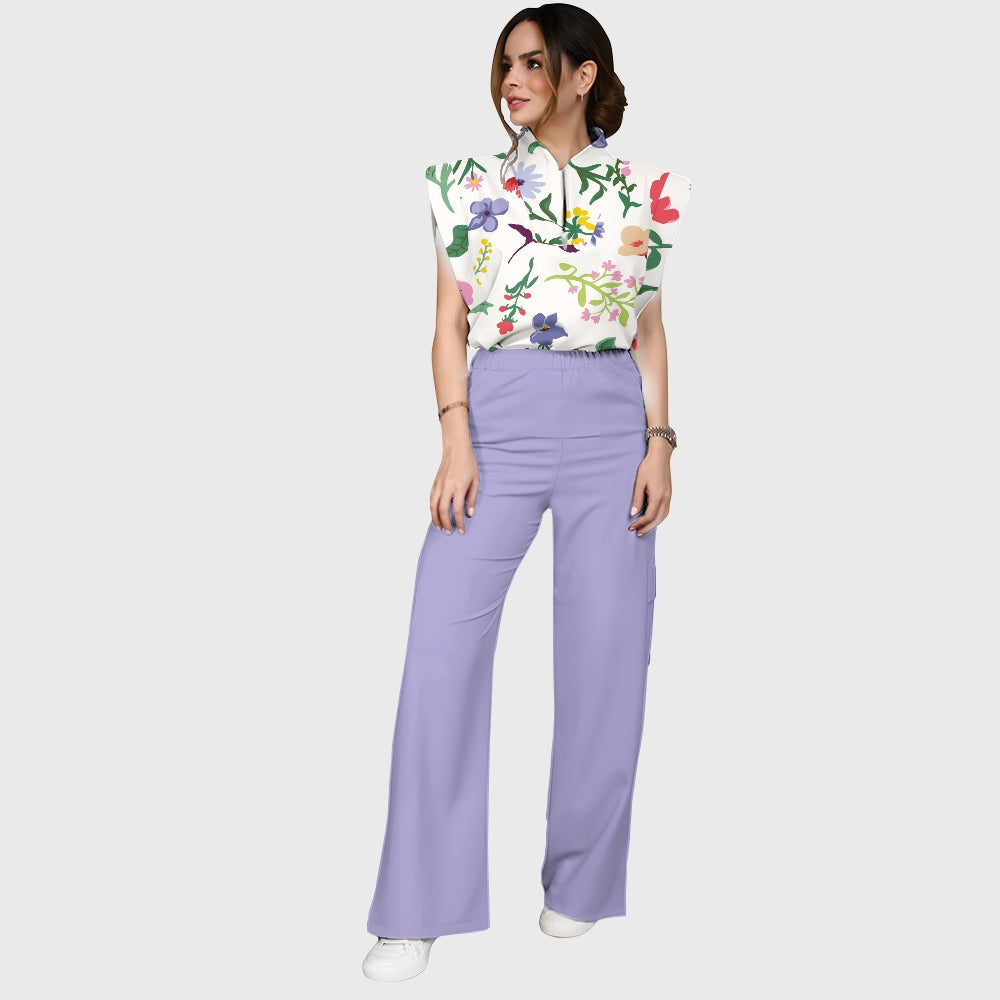 Women's Earth Day Daisies Printed Scrub Set SF02
