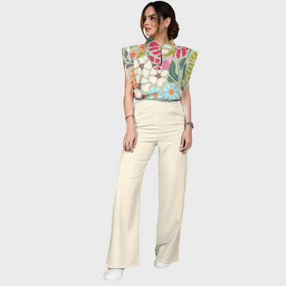 Women's Retro Psychedelic Floral Printed Scrub Set SF03