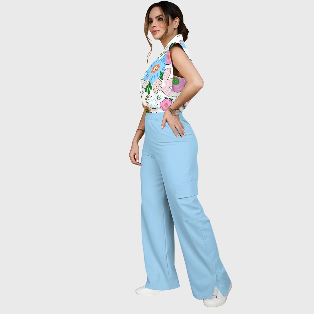 Women's Vintage Mod Floral Printed Scrub Set SF04