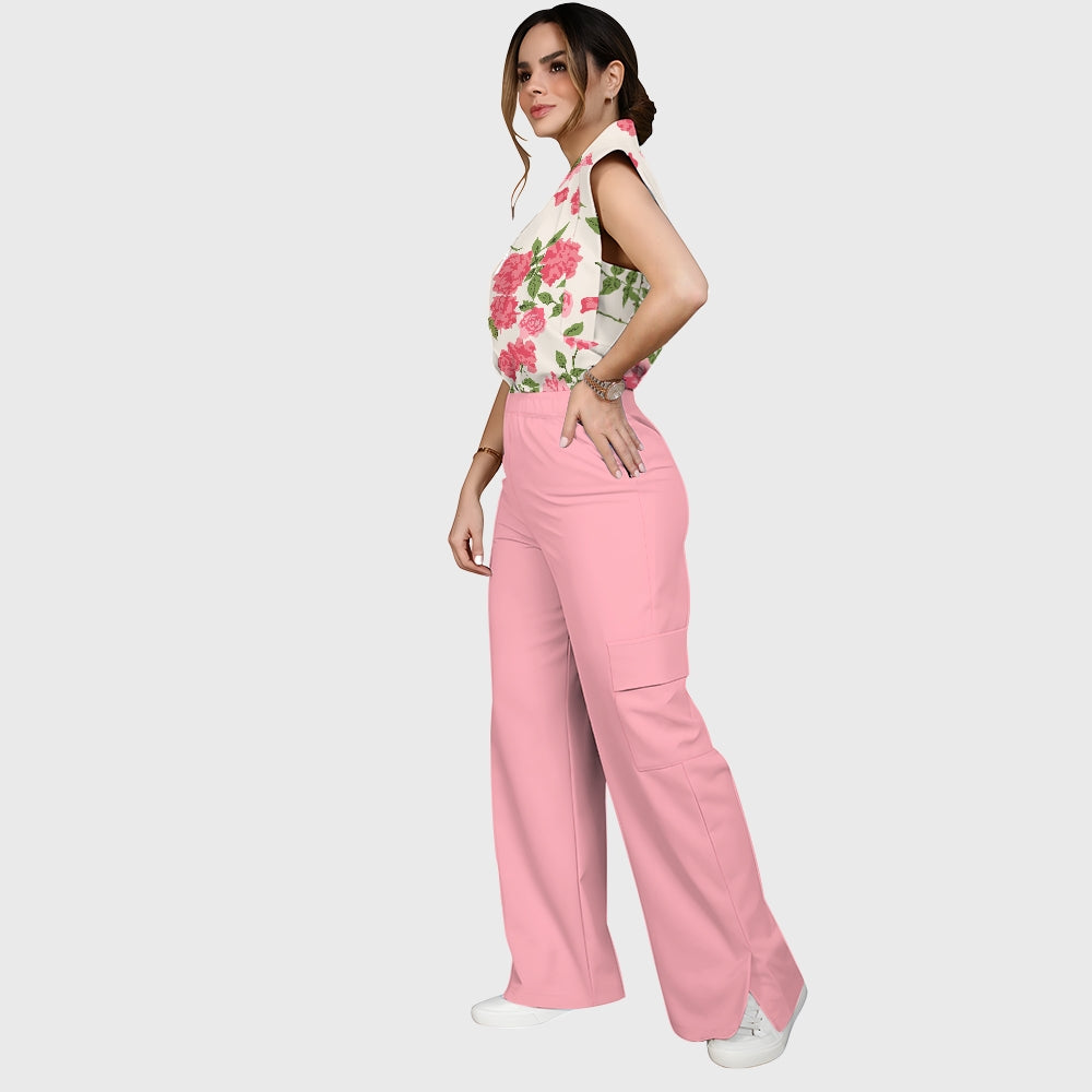 Women's Romantic Rose Garden Printed Scrub Set SF06