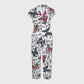 Women's Lapel Wide Leg Butterfly Leopard Printed Scrub Jumpsuit