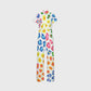 Women's Wide Leg Zip Neck Rainbow Leopard Print Scrub Jumpsuit