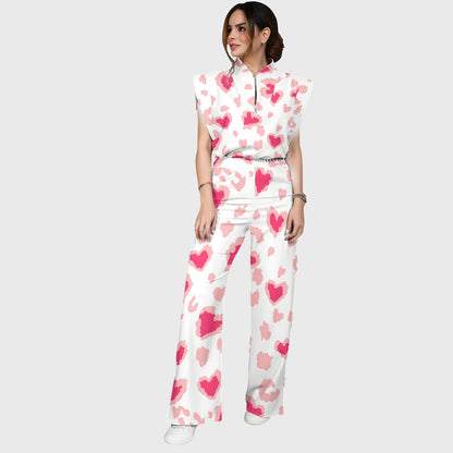 Women's Leopard Jaguar Heart Printed Scrub Set CL02