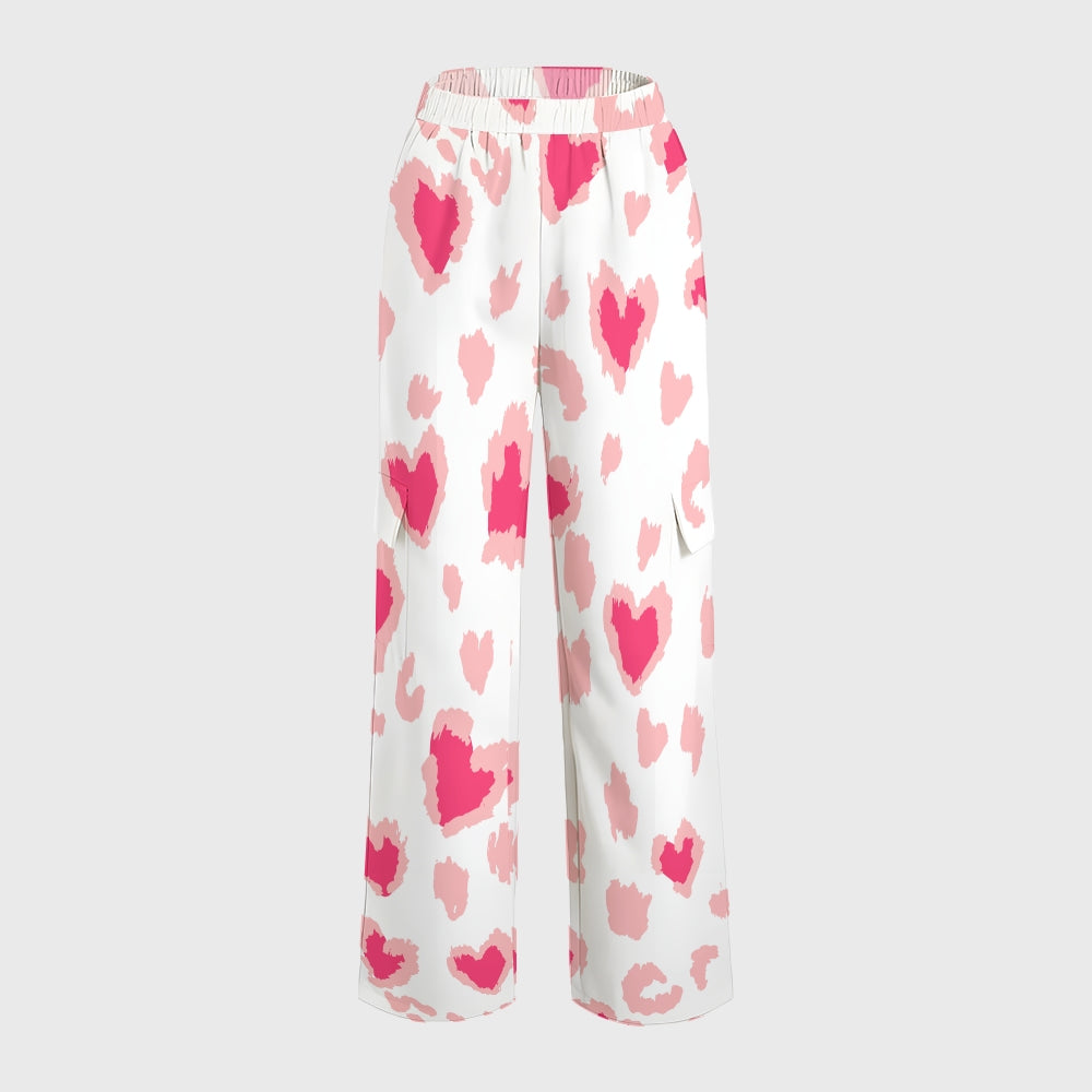 Women's Leopard Jaguar Heart Printed Scrub Set CL02