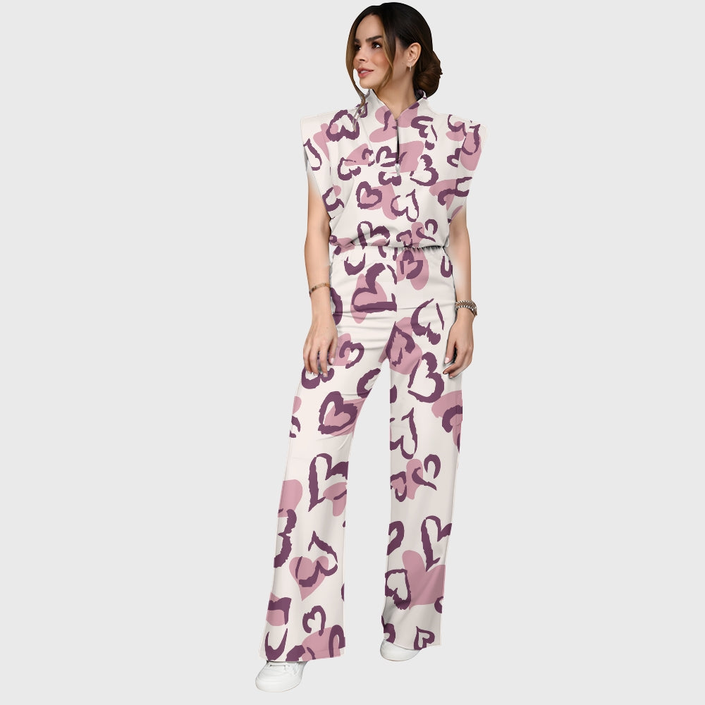 Women's Leopard Heart Printed Scrub Set CL05
