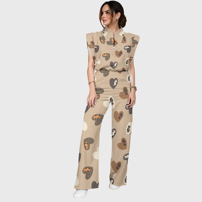 Women's Cheetah Heart Printed Scrub Set CL06