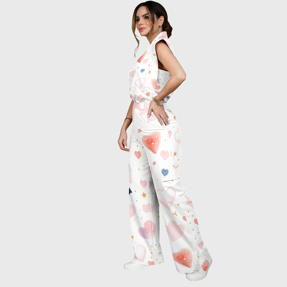 Women's Hearts Stars Dots Printed Scrub Set CL09
