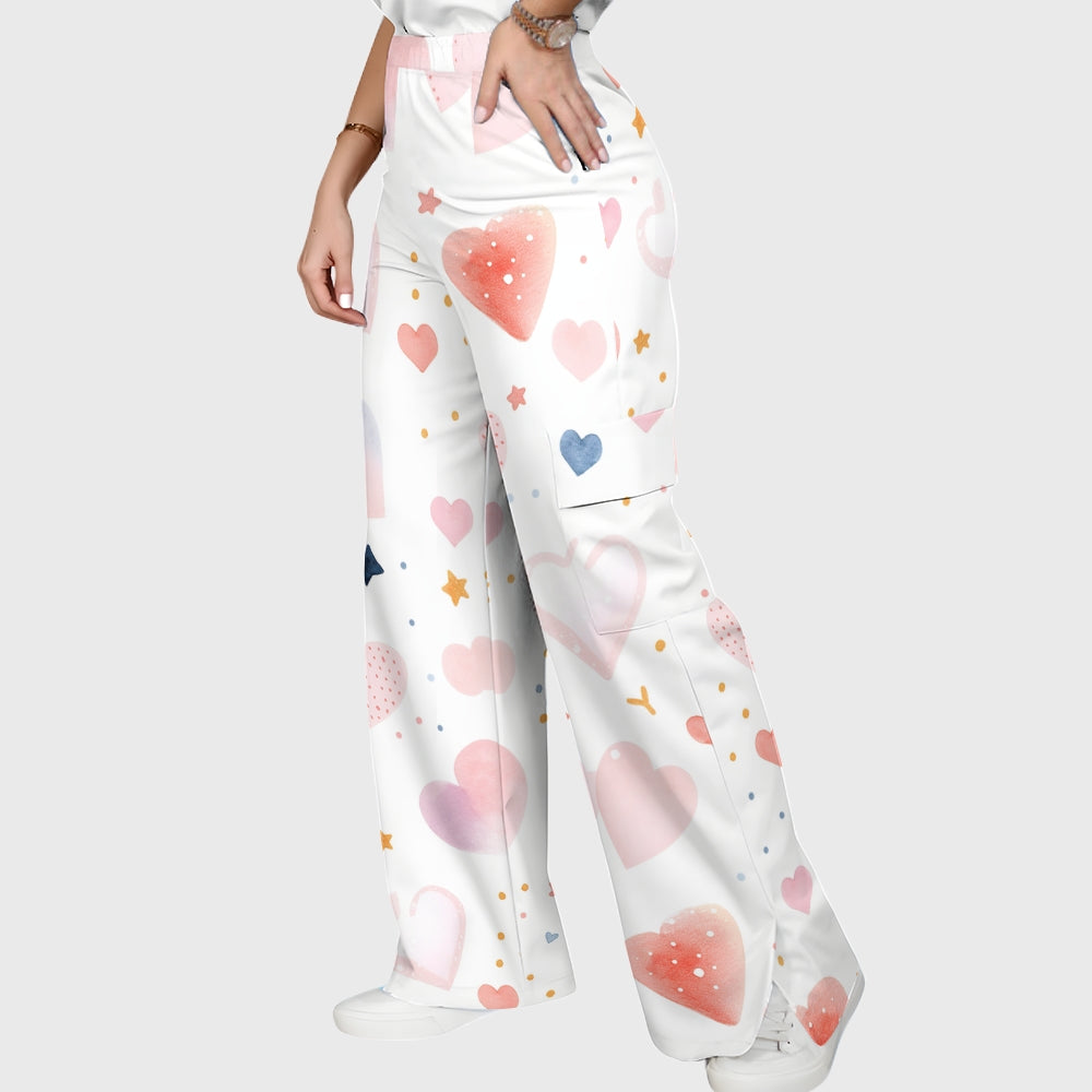 Women's Hearts Stars Dots Printed Scrub Set CL09