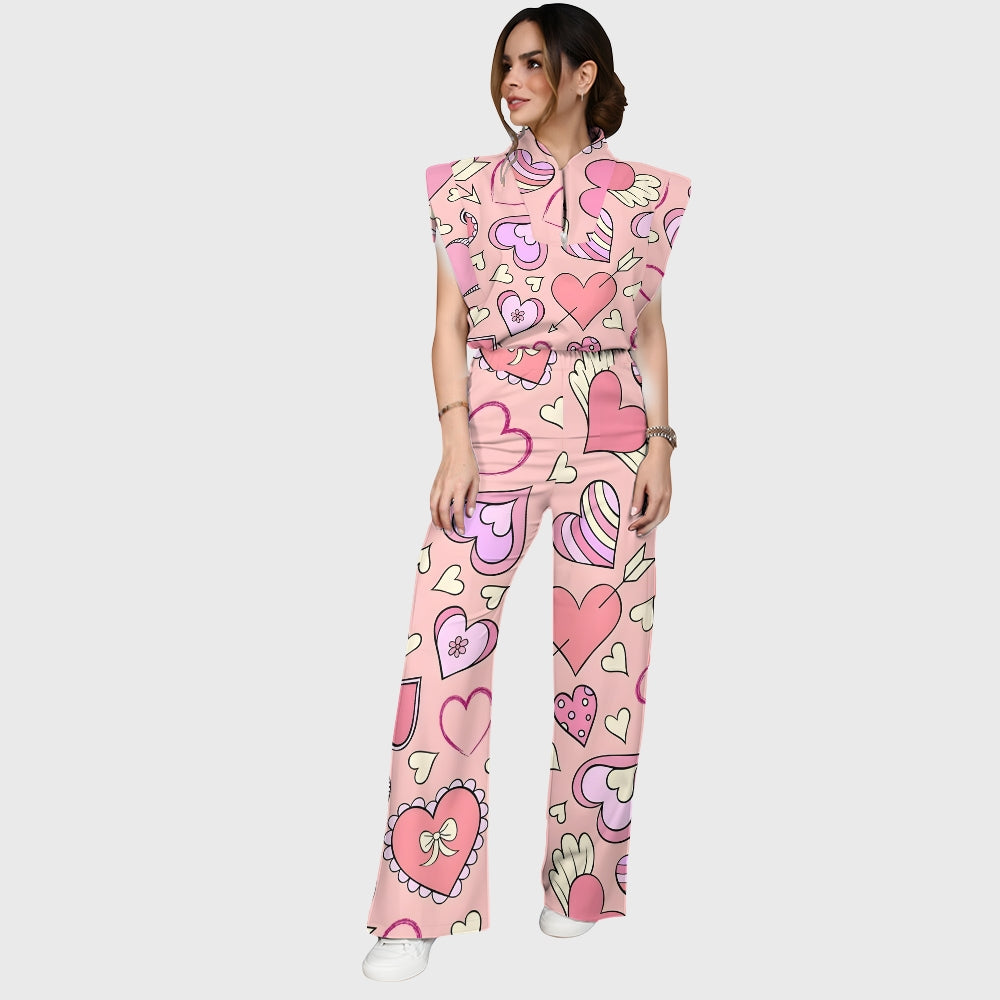 Women's Fall in Love Printed Scrub Set CL10