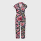 Women's Wide Leg Pink Hearts Printed Scrub Jumpsuit JH09