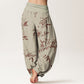 Pure Cotton Branch Pattern Women's Elastic Waist Harem Pants