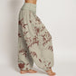 Pure Cotton Branch Pattern Women's Elastic Waist Harem Pants