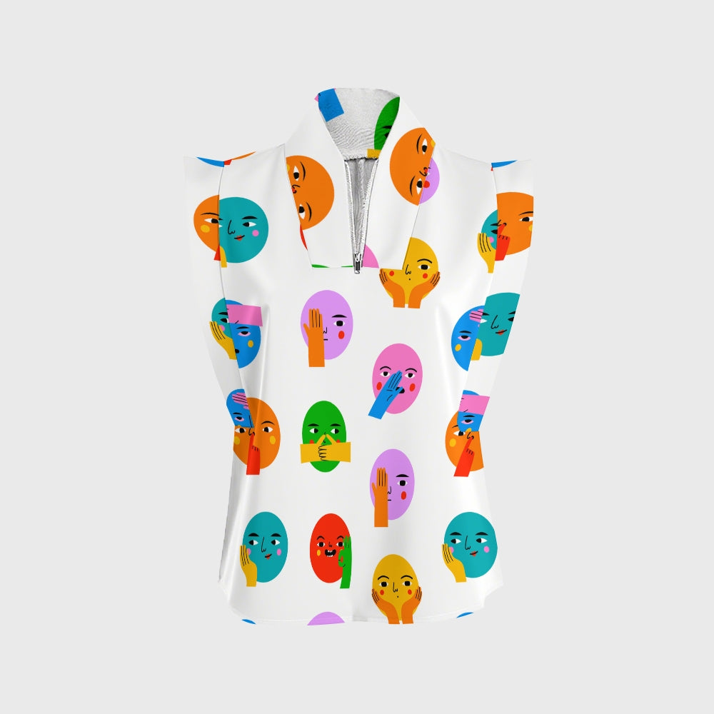 Women's Abstract Comic Faces Printed Scrub Set SP01