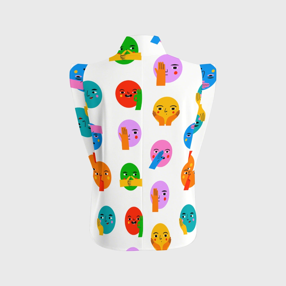 Women's Abstract Comic Faces Printed Scrub Set SP01