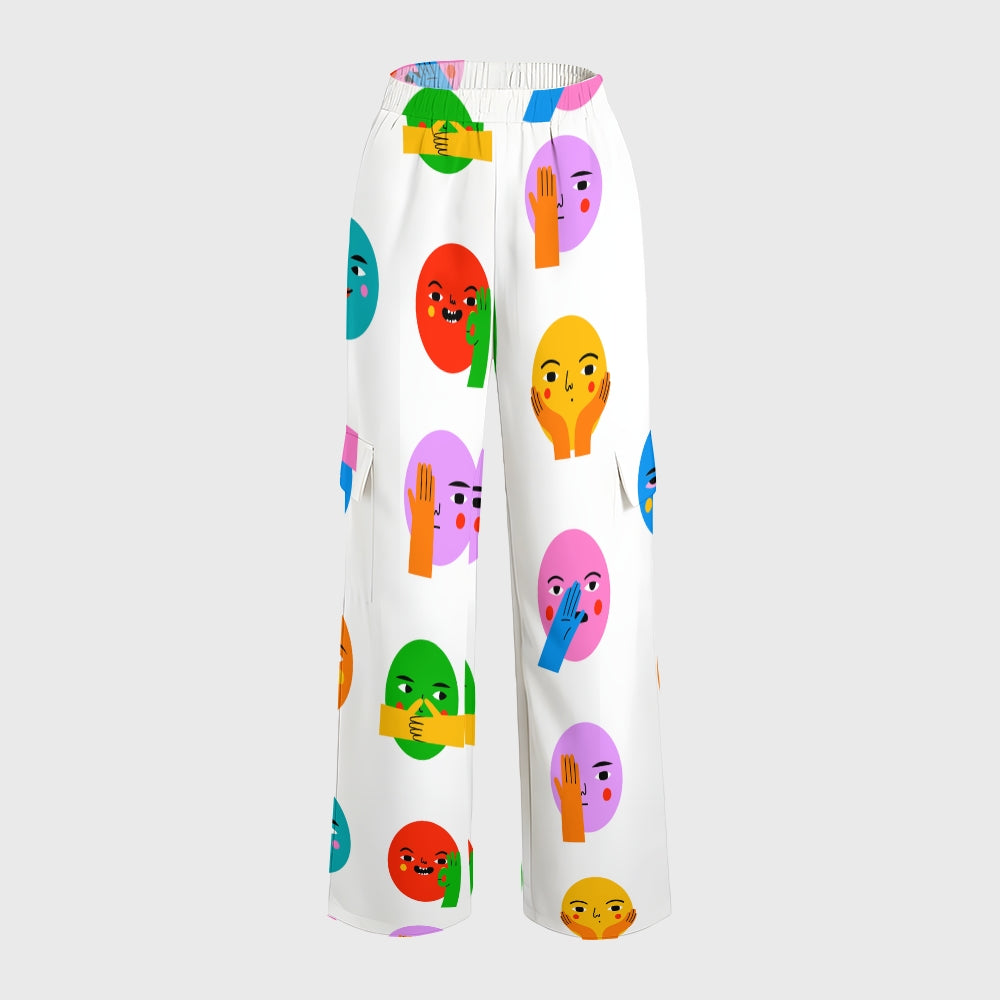 Women's Abstract Comic Faces Printed Scrub Set SP01
