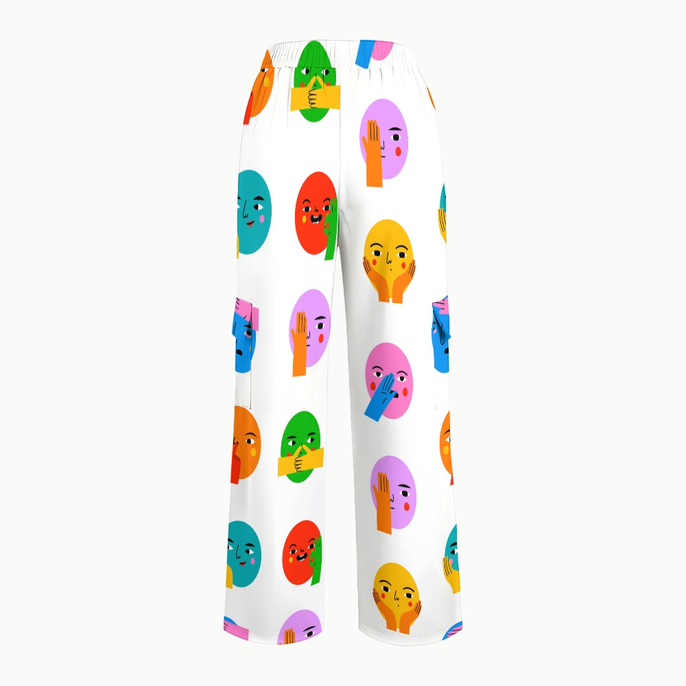 Women's Abstract Comic Faces Printed Scrub Set SP01