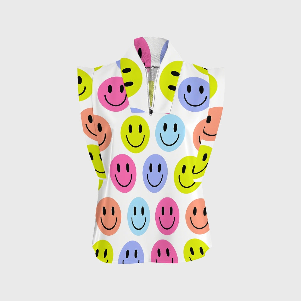 Women's Colorful Smiley Faces Printed Scrub Set SP09