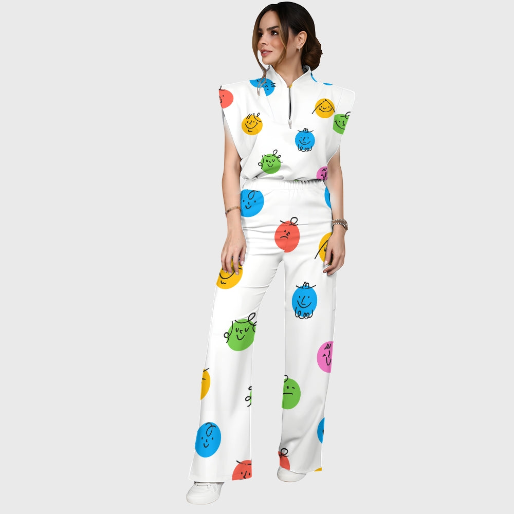 Women's Happy Faces Printed Scrub Set SP10