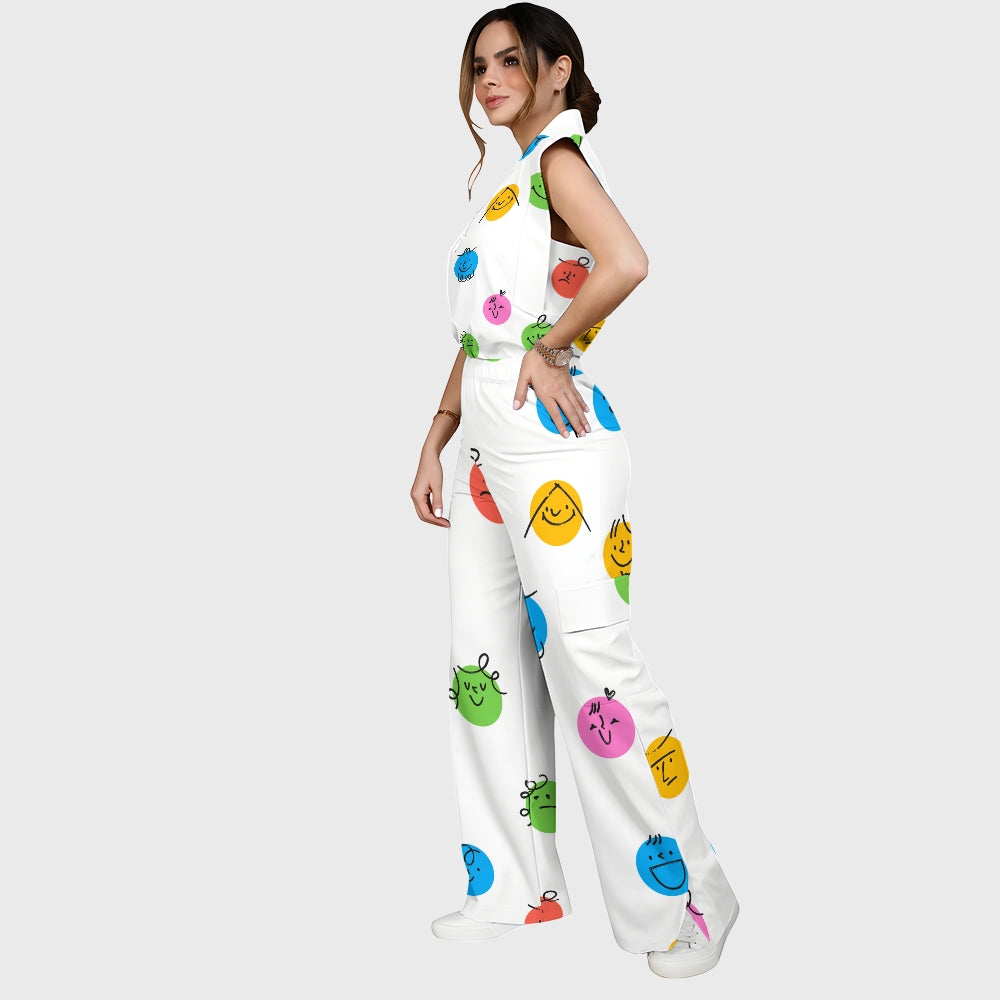 Women's Happy Faces Printed Scrub Set SP10