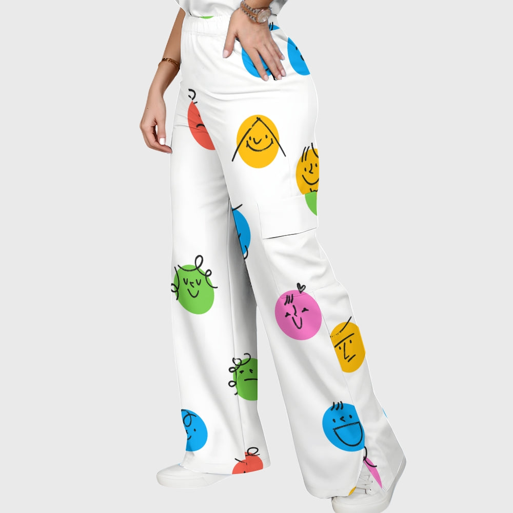 Women's Happy Faces Printed Scrub Set SP10