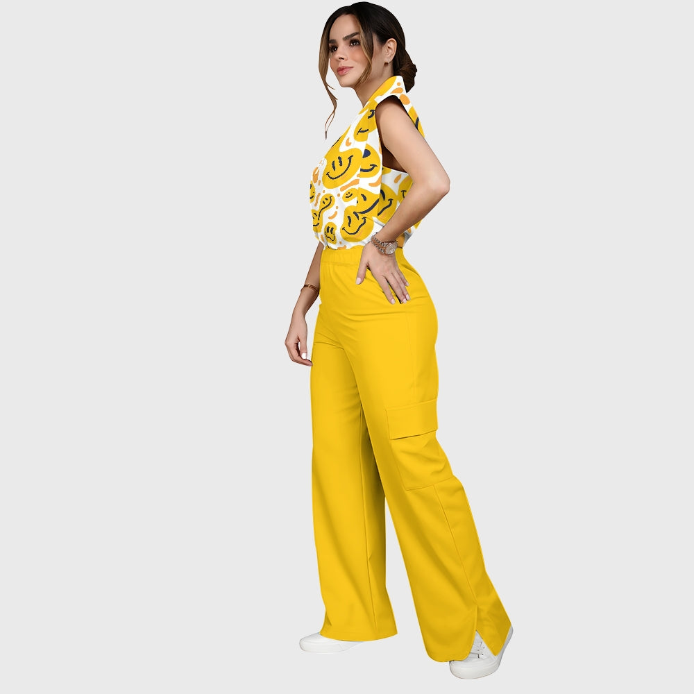 Women's Groovy Smile Printed Scrub Set SP11