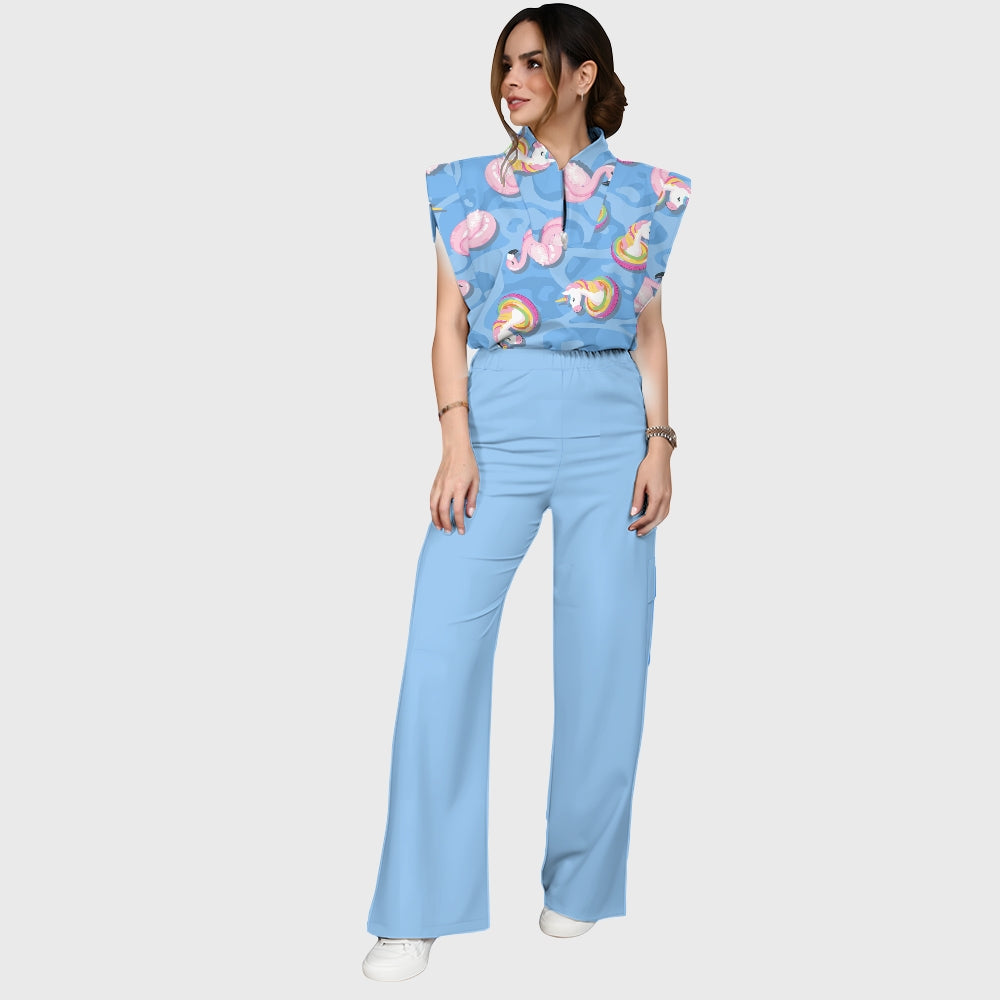 Women's Flamingo Printed Scrub Set SL02