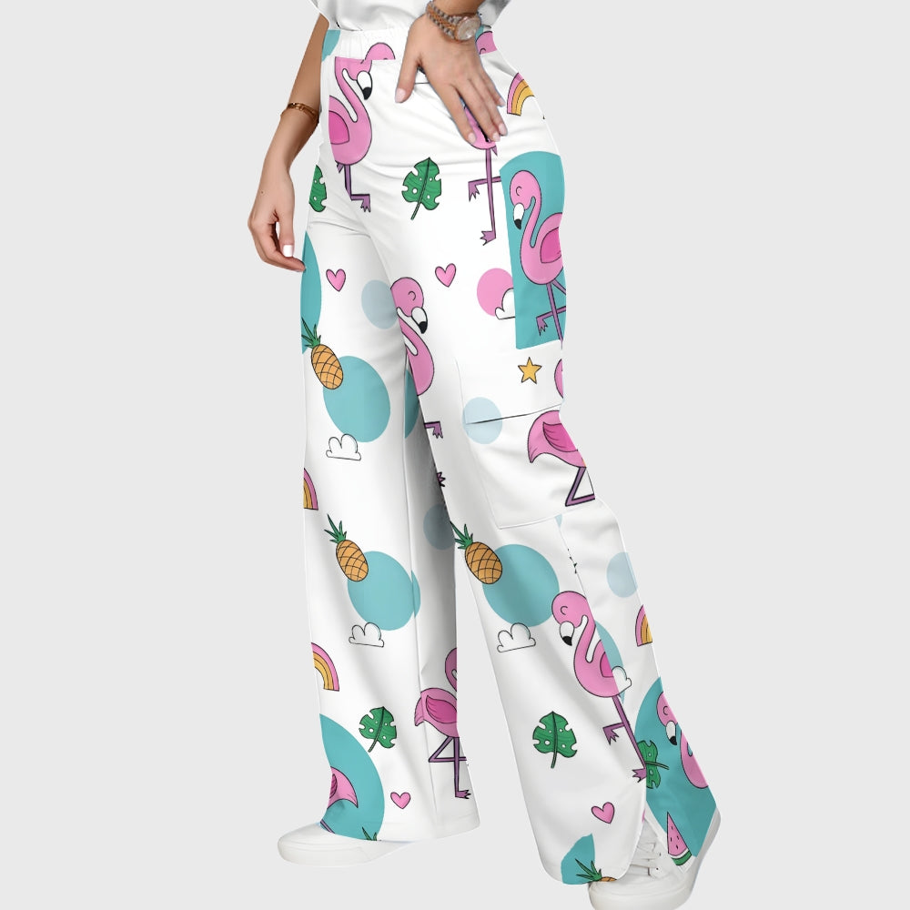 Women's Flamingo Printed Scrub Set SL03
