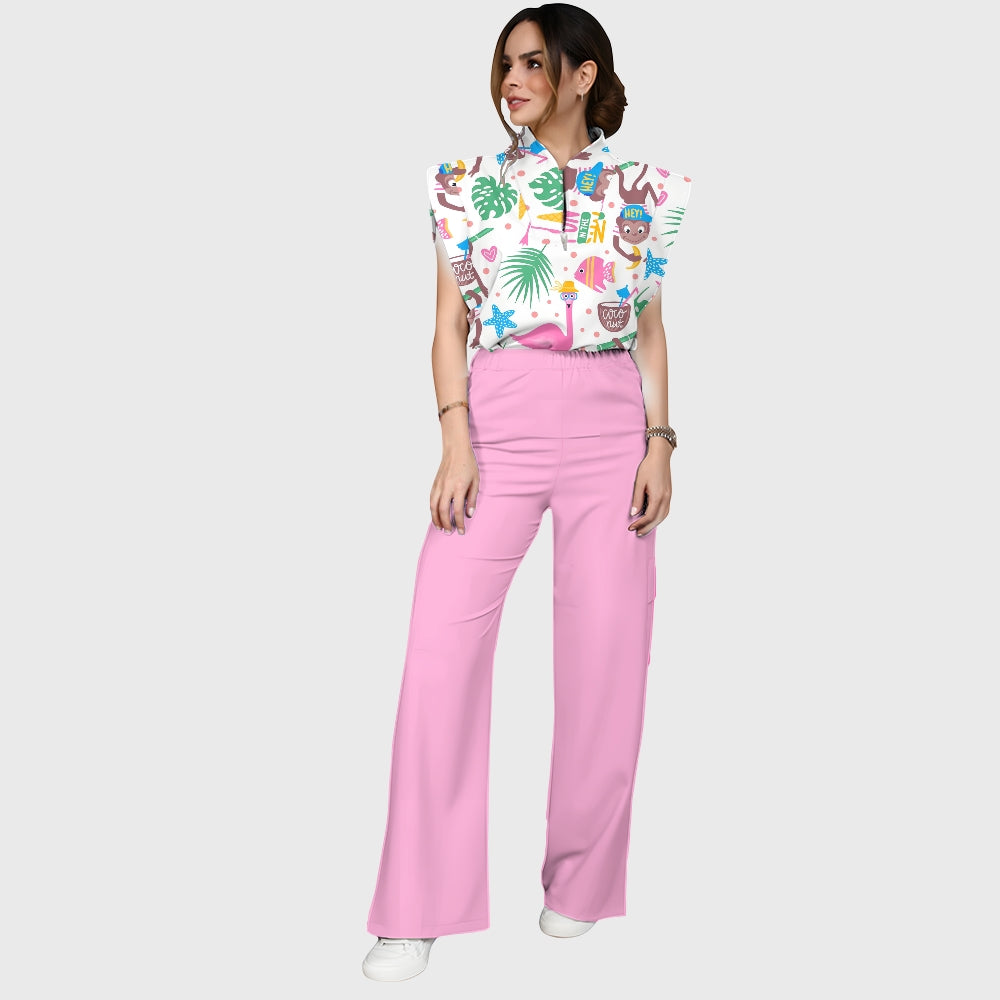 Women's Flamingo Printed Scrub Set SL04